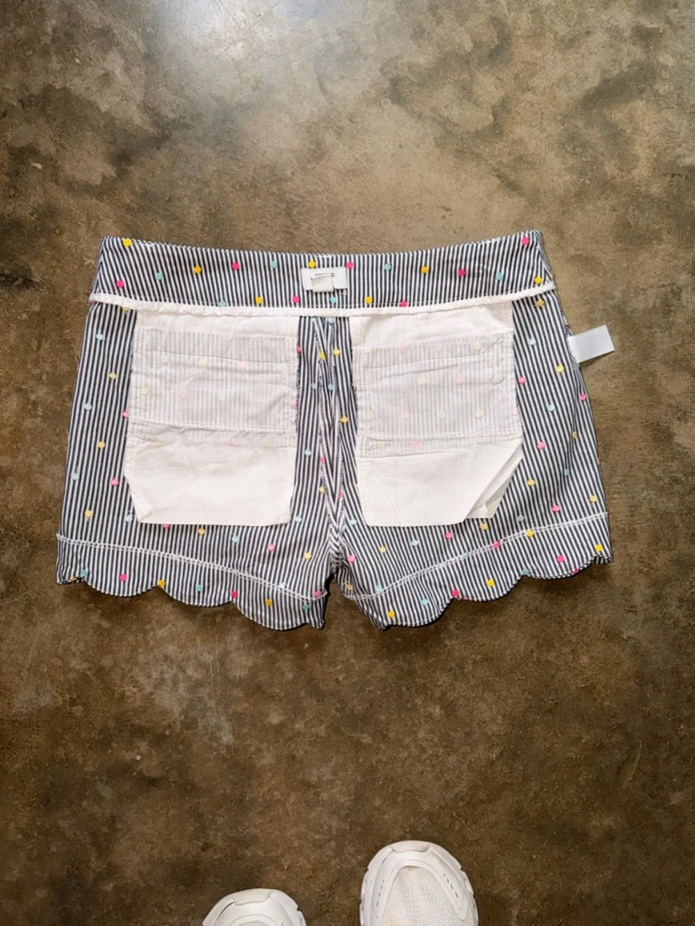 Scalloped Hem Shorts Stripe Multicolor Dot Preppy - Size 4 - Picture 6 of 7